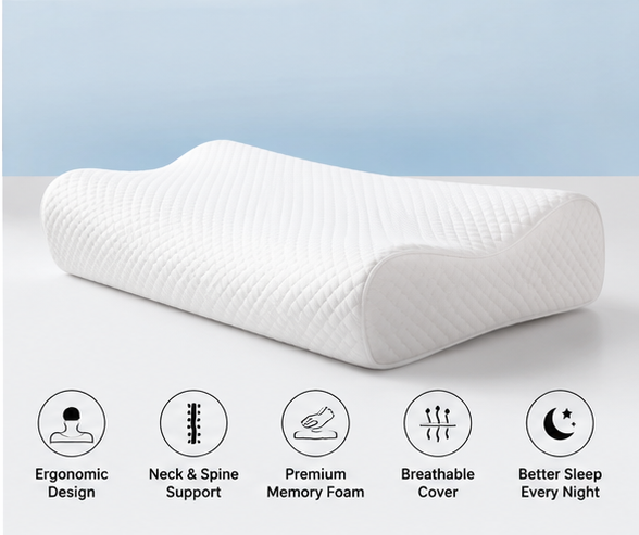Memory Foam Solid Orthopaedic  Pillow White